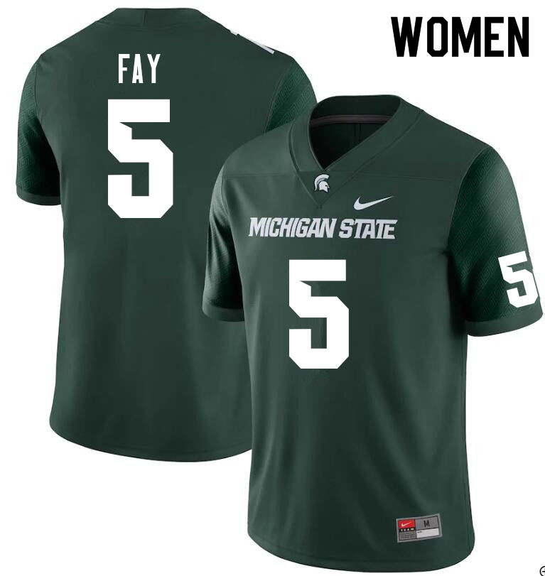 Women #5 Hamp Fay Michigan State Spartans College Football Jerseys Sale-Green